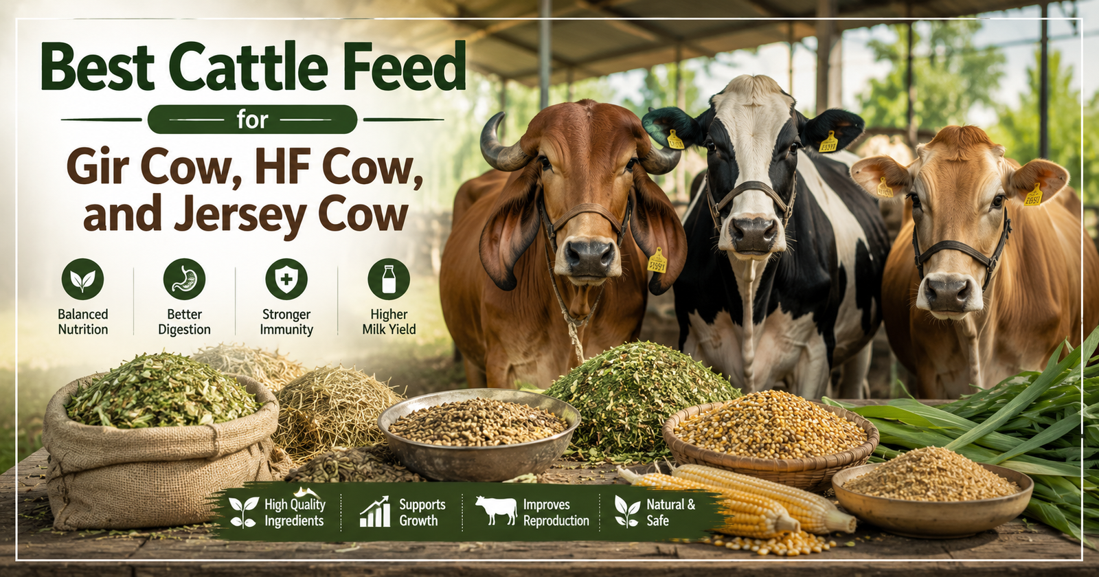 Best Cattle Feed for Gir Cow, HF Cow, and Jersey Cow