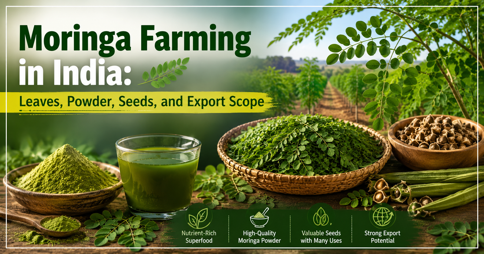 Moringa Farming in India: Leaves, Powder, Seeds, and Export Scope
